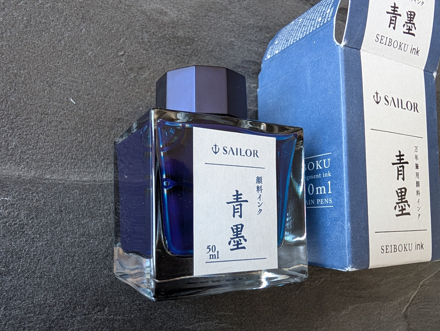 Sailor pigmentierte Füllhaltertinte: Seiboku (blau), 50ml Glas, wasserfest