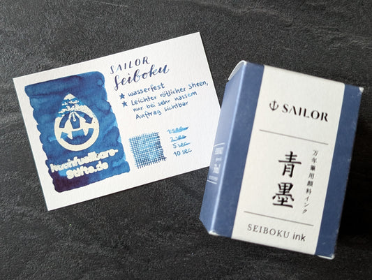 Sailor pigmentierte Füllhaltertinte: Seiboku (blau), 50ml Glas, wasserfest