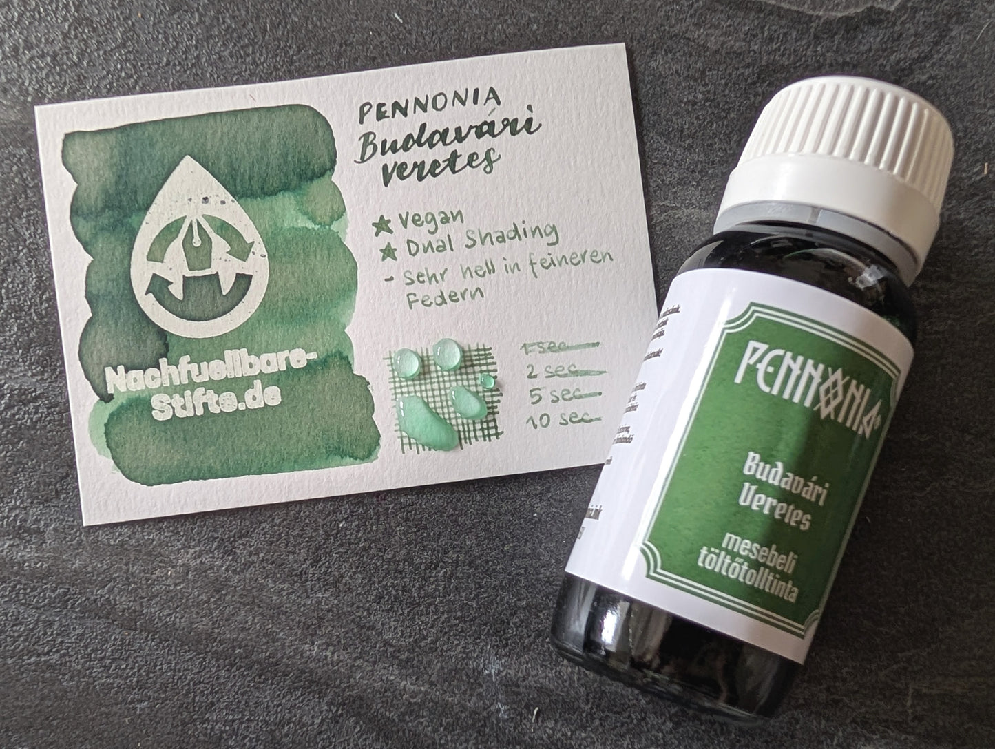 Pennonia Füllhaltertinte: Buda Verdigris/Budavári Veretes, Standardsortiment, 60ml Glas