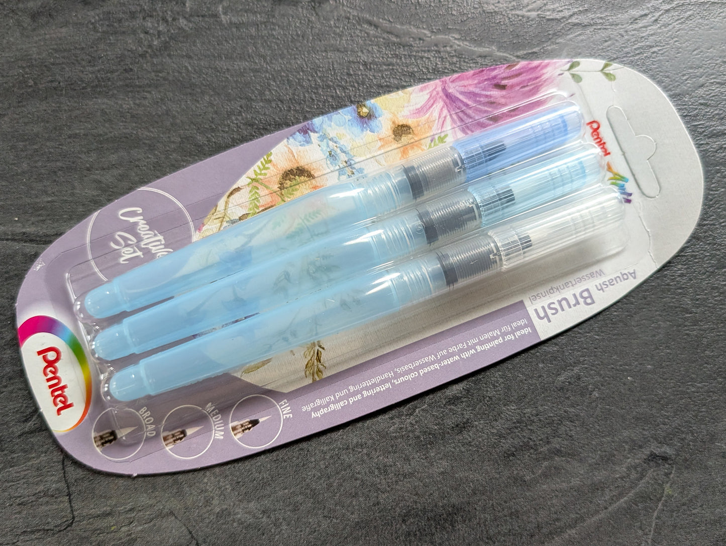 Pentel Aquash Brush: Wassertankpinsel, 3er Set von fein bis breit [XFRH/3-BFM]