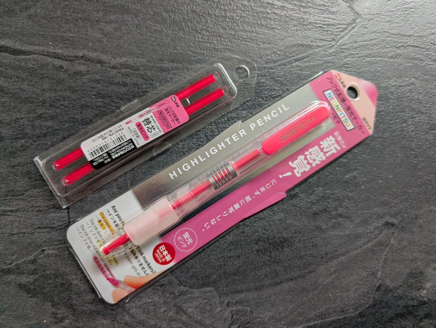 Kutsuwa Neonpitsu Highlighter Pencil, 3.8mm Minenhalter, trockener Textmarker in pink