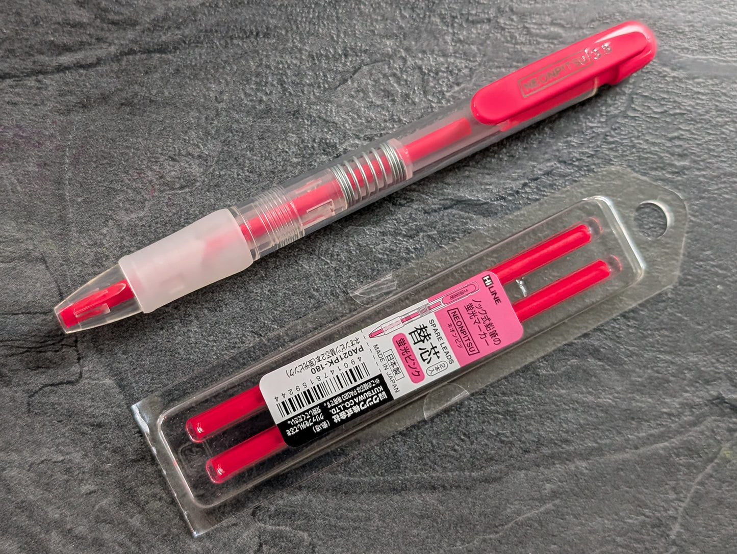 Kutsuwa Neonpitsu Highlighter Pencil, 3.8mm Minenhalter, trockener Textmarker in pink
