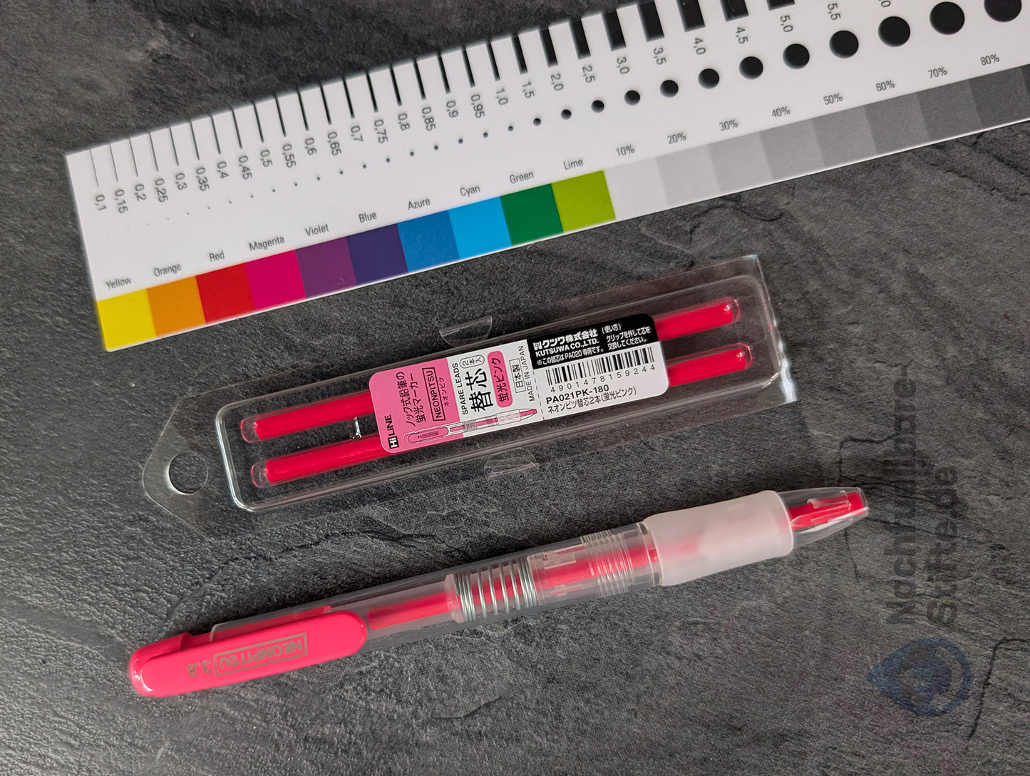 Kutsuwa Neonpitsu Highlighter Pencil, 3.8mm Minenhalter, trockener Textmarker in pink
