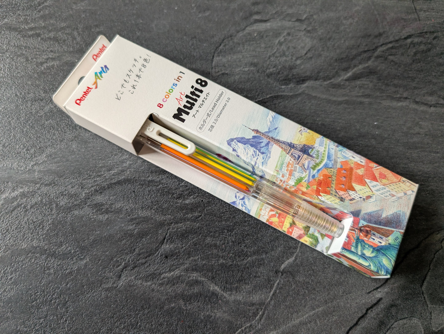 Pentel Art Multi-8: Minenhalter mit 8 Farbstiftminen [Modell XPH804]