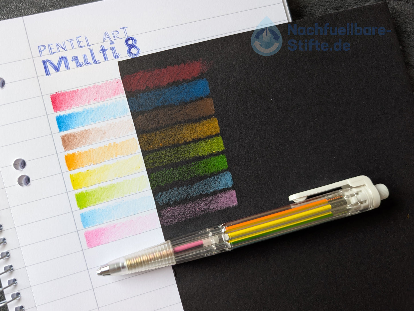 Pentel Art Multi-8: Minenhalter mit 8 Farbstiftminen [Modell XPH804]