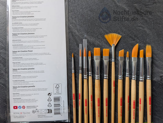 12er Set: Talens art creation Aquarellpinsel, verschiedene Formen