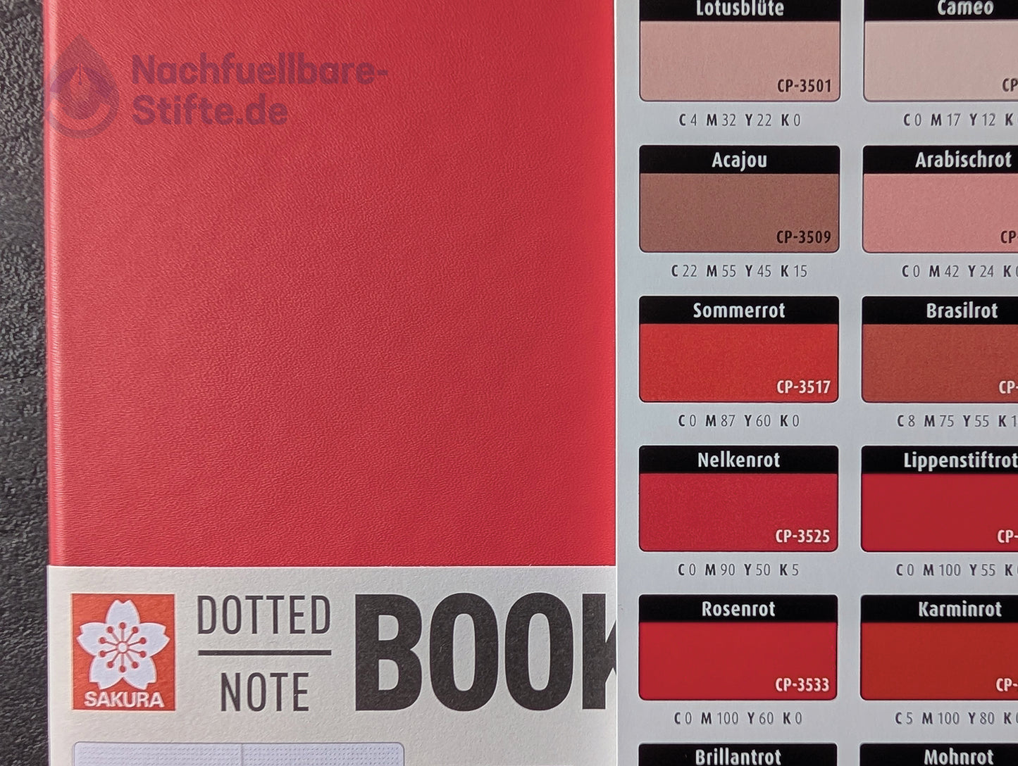 Sakura "Dotted Note Book" quadratisch, Hardcover, 5mm Punktraster, 19,5 x 19,5 cm Papier