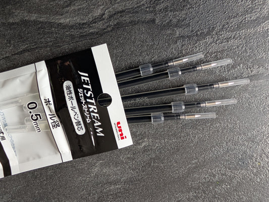 5er Pack: Uniball Jetstream Kugelschreibermine SXR-7 und SXR-5; schwarz