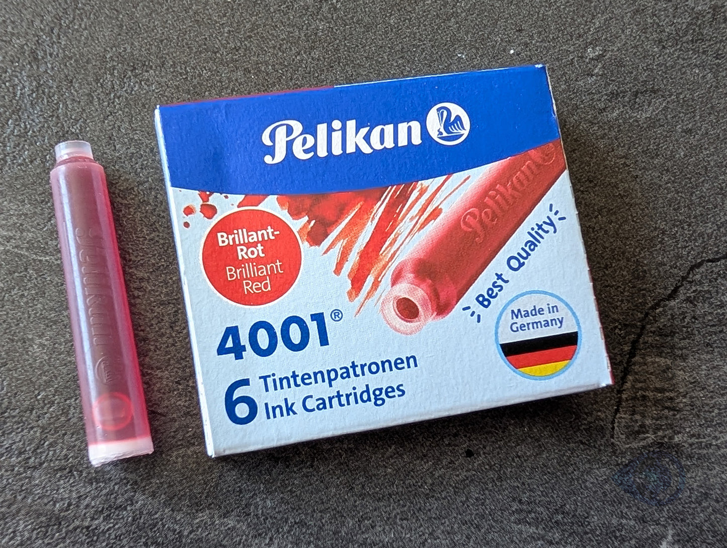Pelikan 4001® Füllhaltertinte: Brillant Rot, Packung Patronen TP/6 oder GPT/5