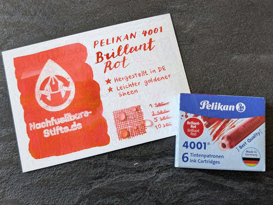 Pelikan 4001® Füllhaltertinte: Brillant Rot, Packung Patronen TP/6 oder GPT/5