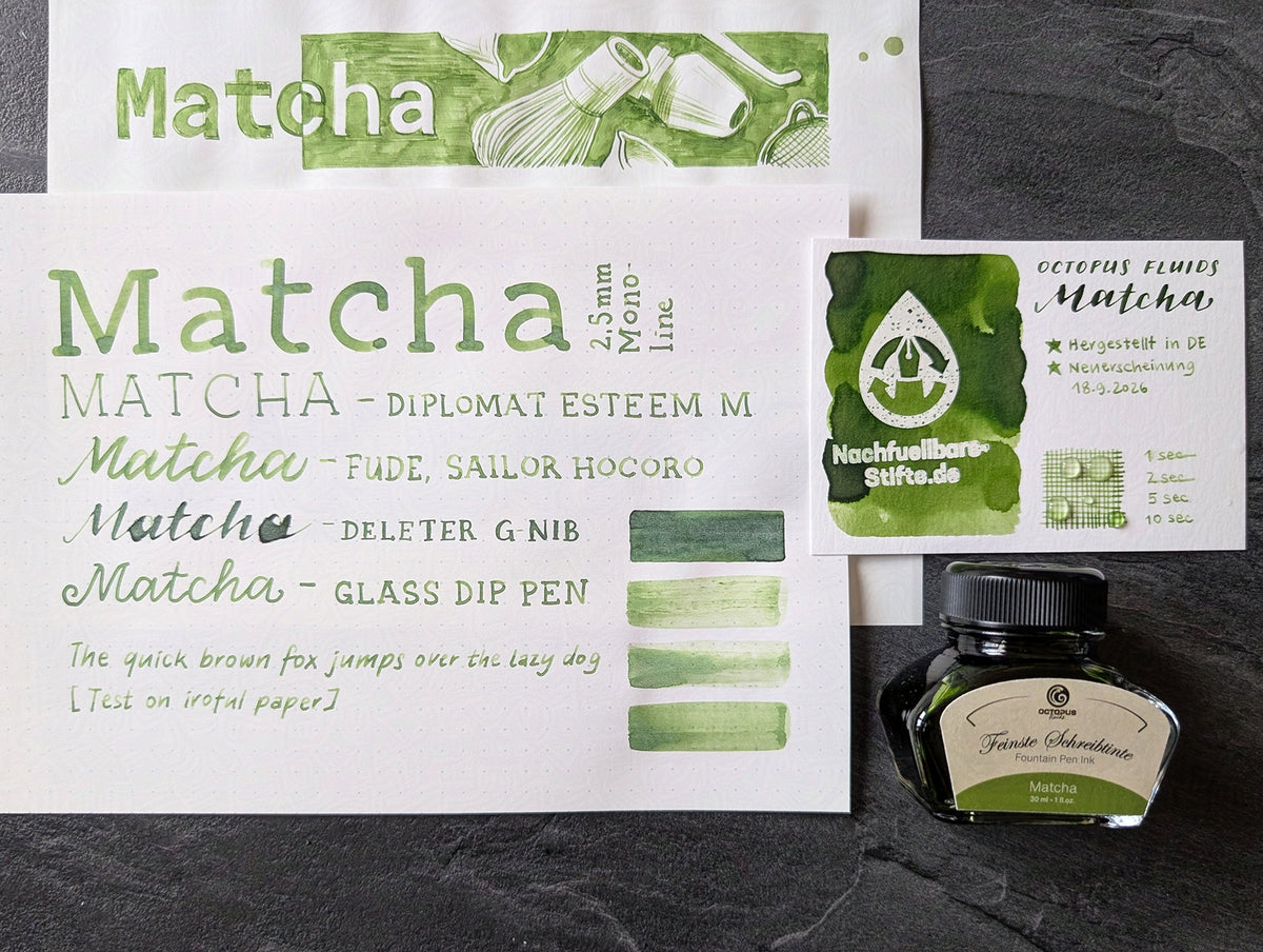 Octopus Fluids: "Matcha" Füllhaltertinte, 30ml Glas, Standardsortiment