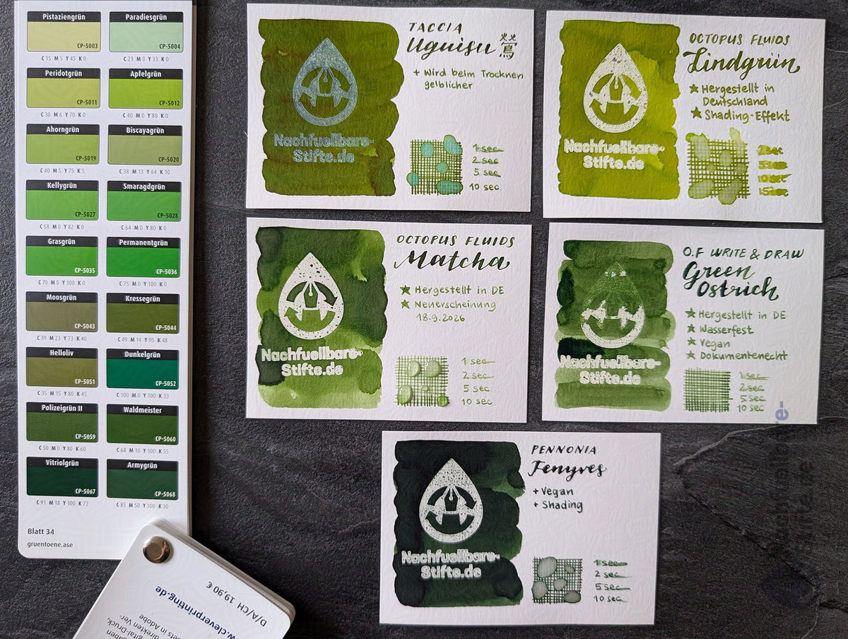Octopus Fluids: "Matcha" Füllhaltertinte, 30ml Glas, Standardsortiment
