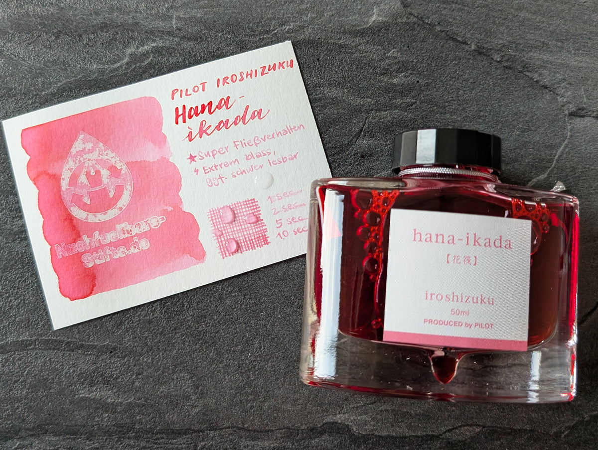 Pilot iroshizuku: Hana-ikada ("Blütenfloß", pink), Füllhaltertinte im Glasflacon