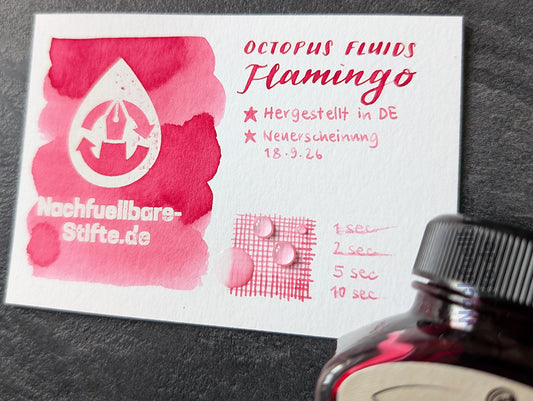 Octopus Fluids: "Flamingo" Füllhaltertinte, 30ml Glas, Standardsortiment