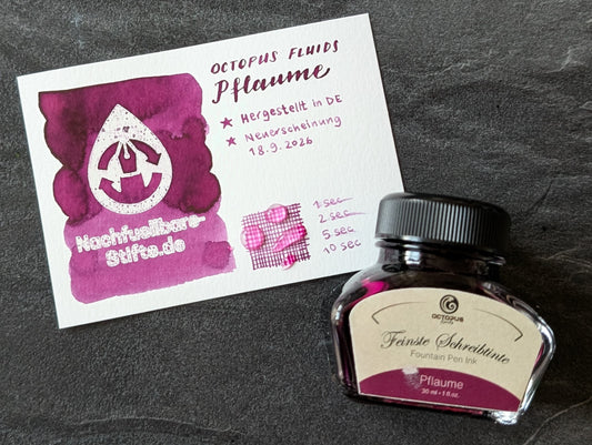 Octopus Fluids: "Pflaume" Füllhaltertinte, 30ml Glas, Standardsortiment