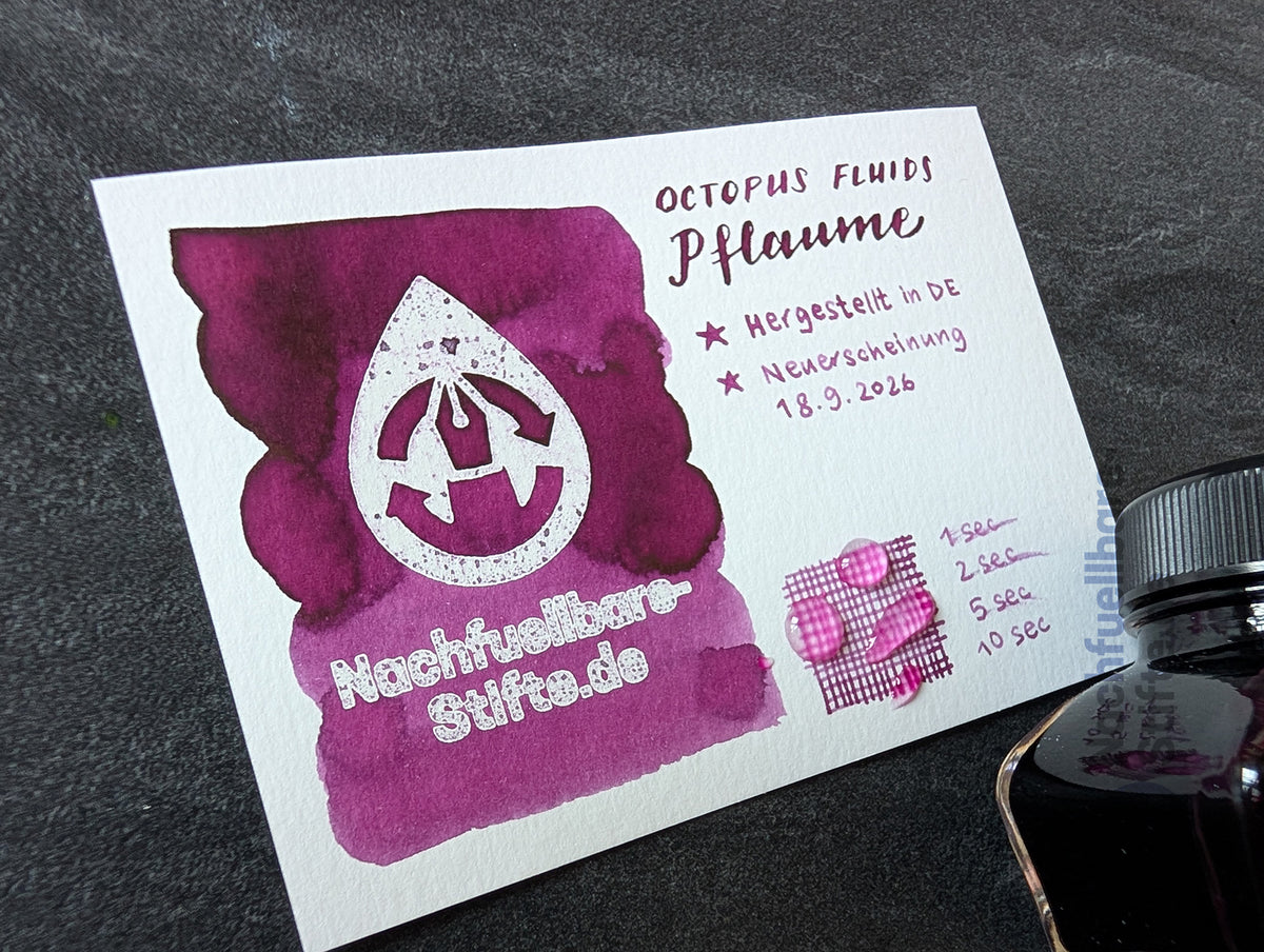 Octopus Fluids: "Pflaume" Füllhaltertinte, 30ml Glas, Standardsortiment