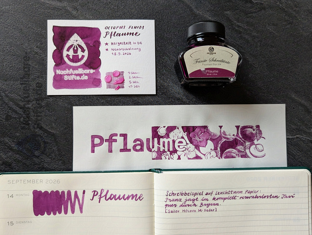 Octopus Fluids: "Pflaume" Füllhaltertinte, 30ml Glas, Standardsortiment
