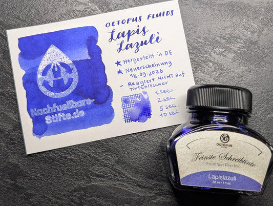 Octopus Fluids: "Lapislazuli" Füllhaltertinte, 30ml Glas, Standardsortiment