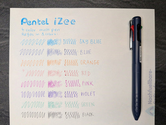 Pentel iZee Multistift: Kugelschreiber mit Minenfarben Schwarz, Rot, Blau, Grün [Modell BXC470-DC]