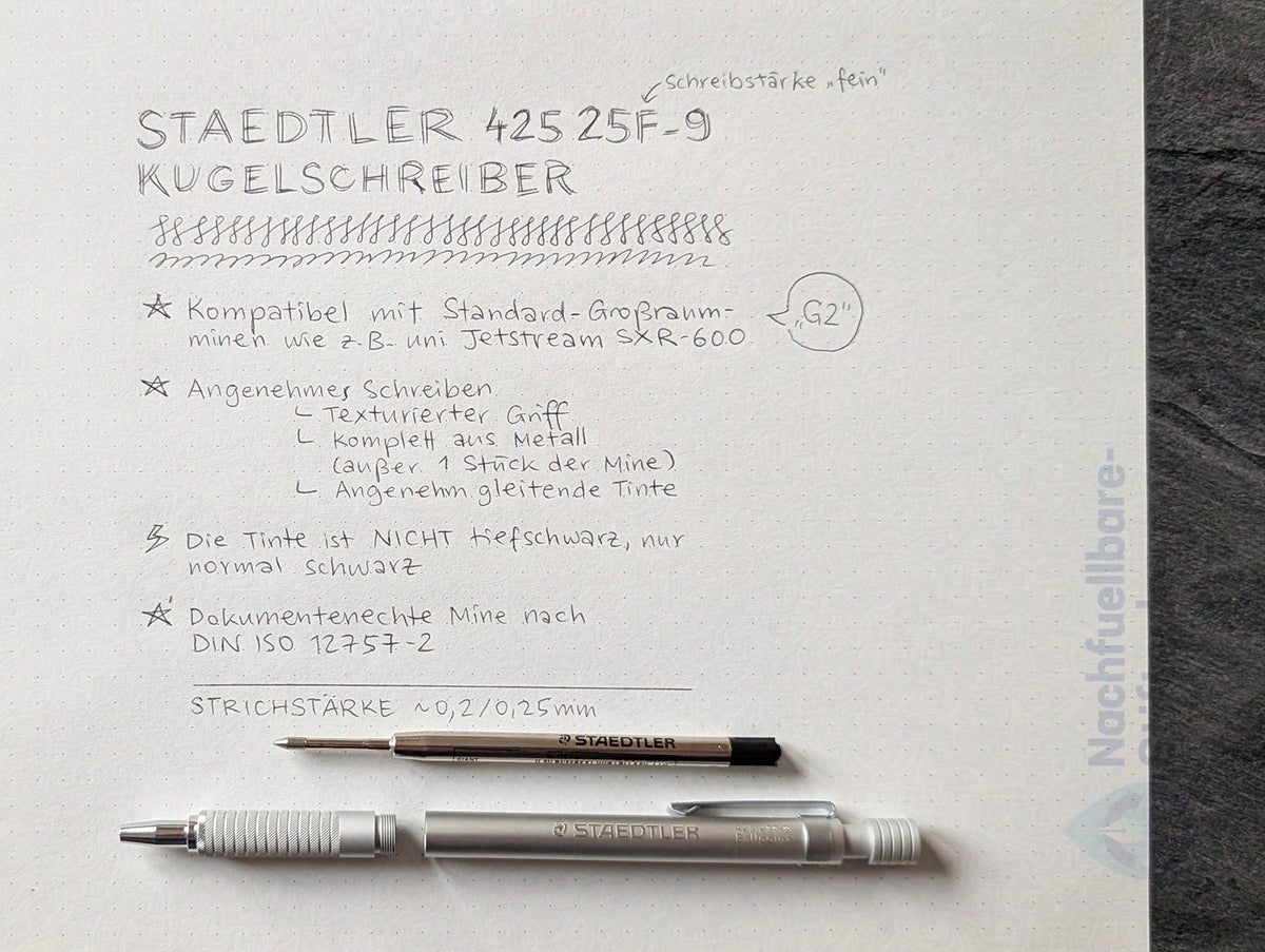 Staedtler Kugelschreiber 425 25F-9, Standard-Großraummine, silber