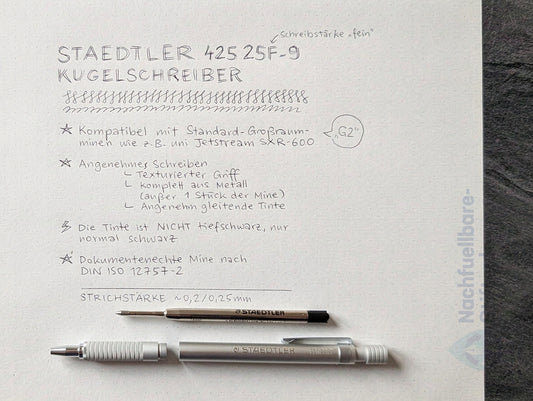 Staedtler Kugelschreiber 425 25F-9, Standard-Großraummine, silber