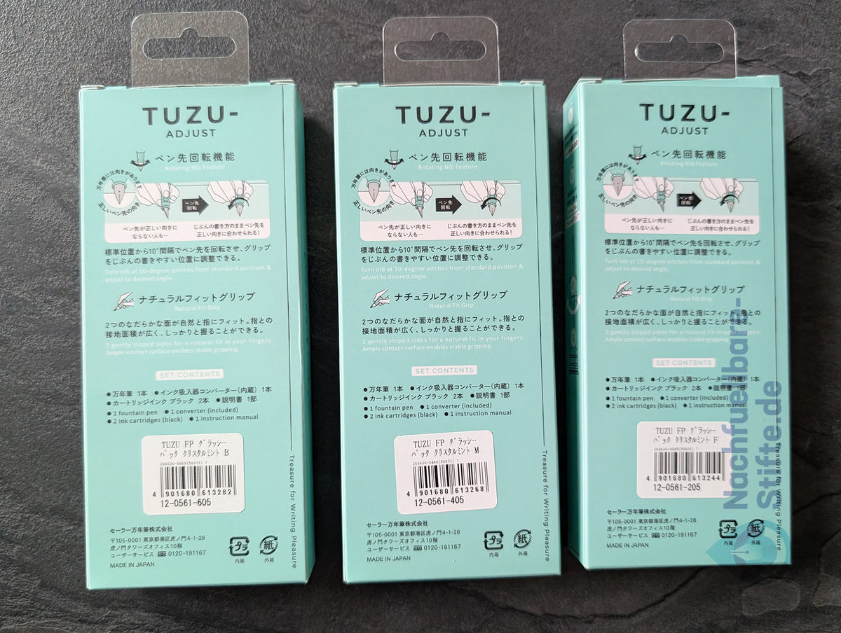 Sailor TUZU ADJUST Glassy Füllhalter, Farbe: Crystal Mint (Limited Edition), grün-türkis transparent, 3 Federstärken